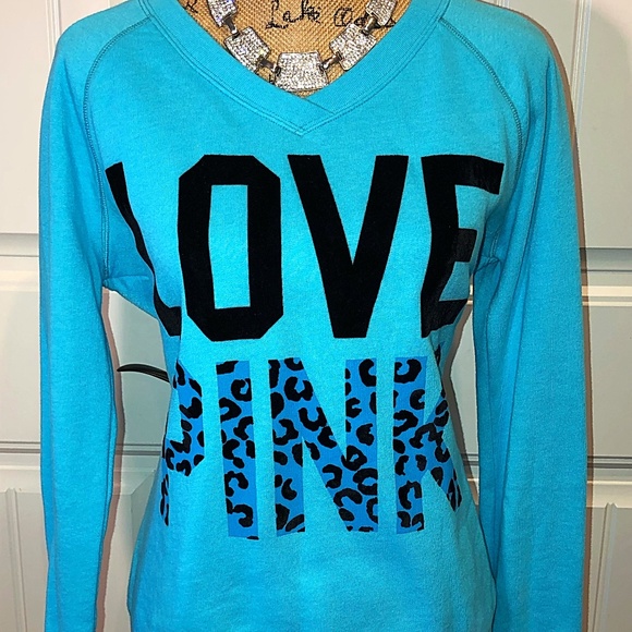 PINK Victoria's Secret Sweaters - PINK Velvet Turquoise Sweatshirt